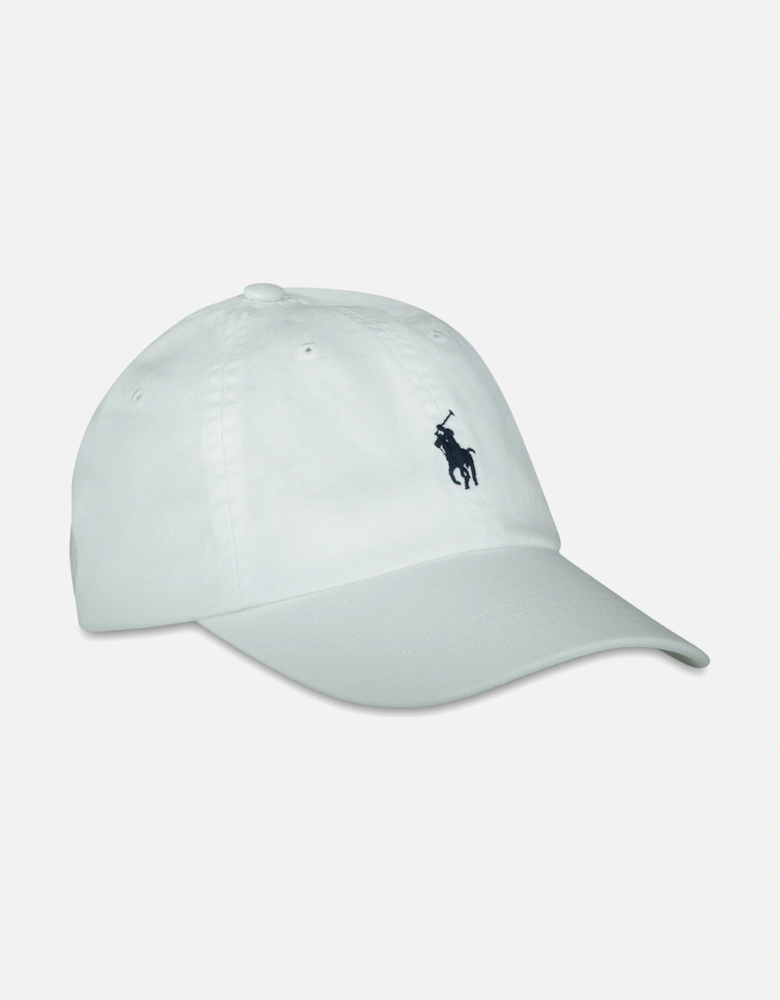 Ralph Lauren Iconic Cotton Chino Ball Cap – White/Newport Navy
