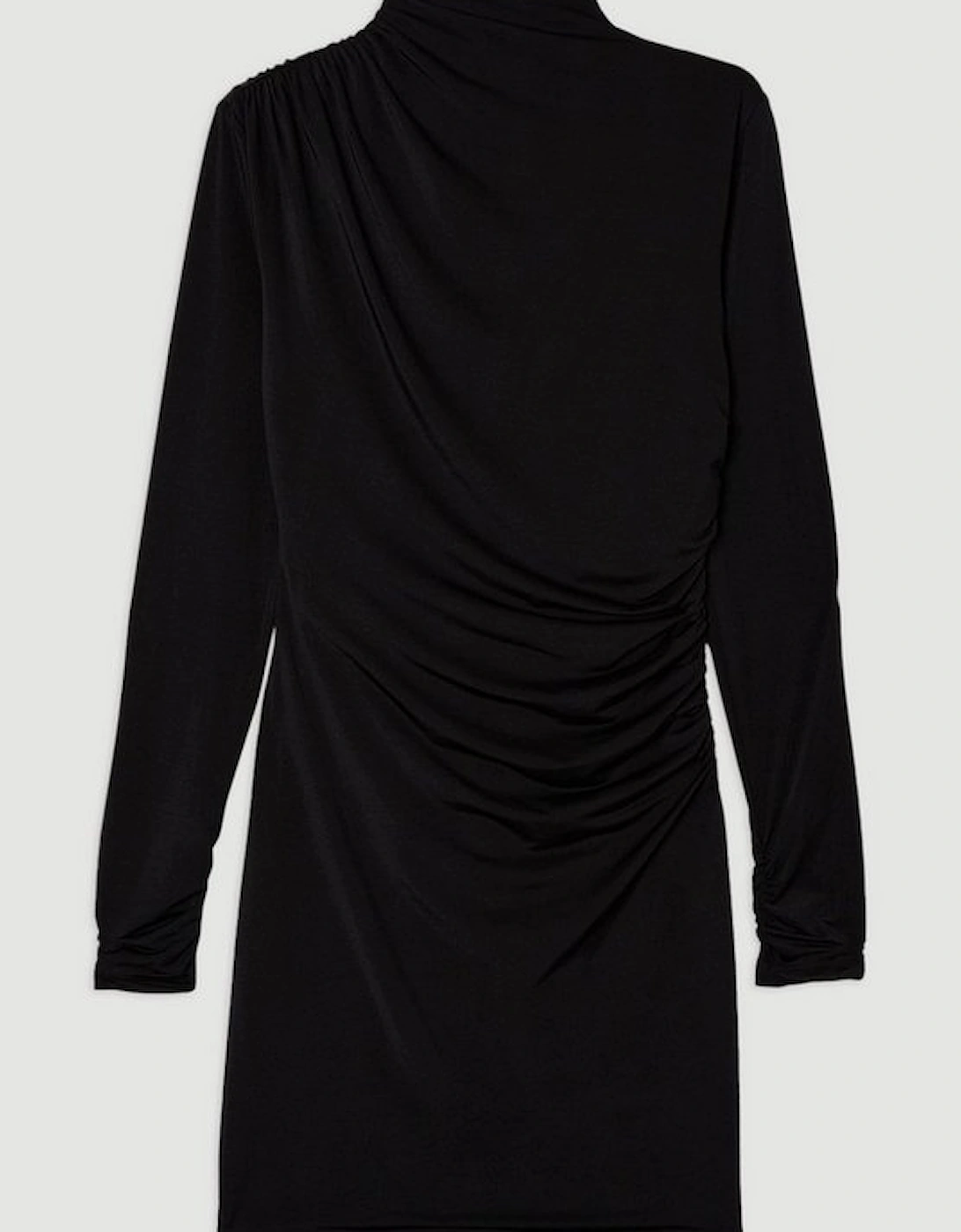 Jersey Crepe Ruched Long Sleeve Mini Dress