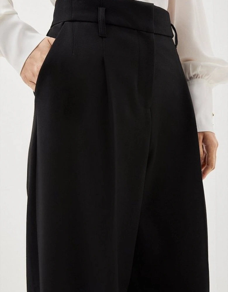 Tailored Compact Stretch Corset Waist Wide Leg Trousers