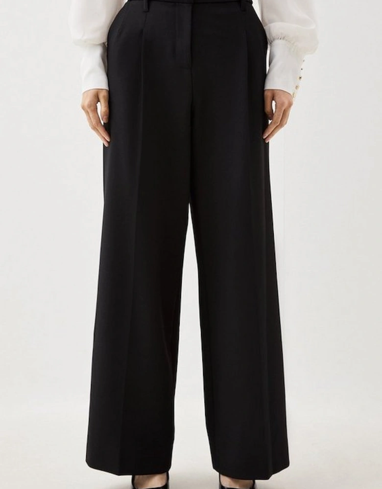 Tailored Compact Stretch Corset Waist Wide Leg Trousers
