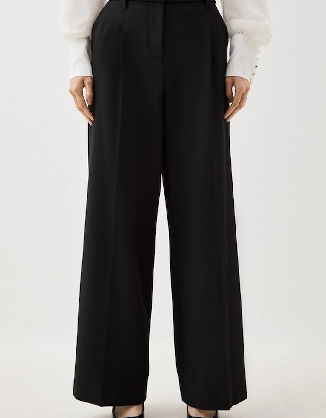 Tailored Compact Stretch Corset Waist Wide Leg Trousers