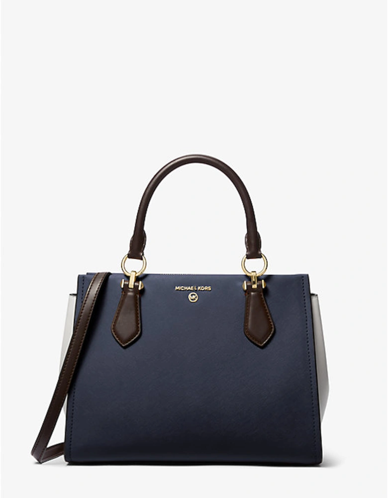 Marilyn Medium Color-Block Saffiano Leather Satchel