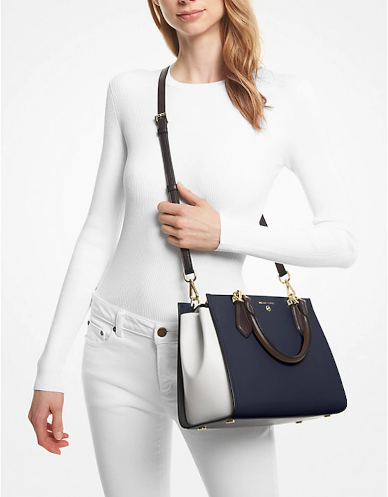 Marilyn Medium Color-Block Saffiano Leather Satchel