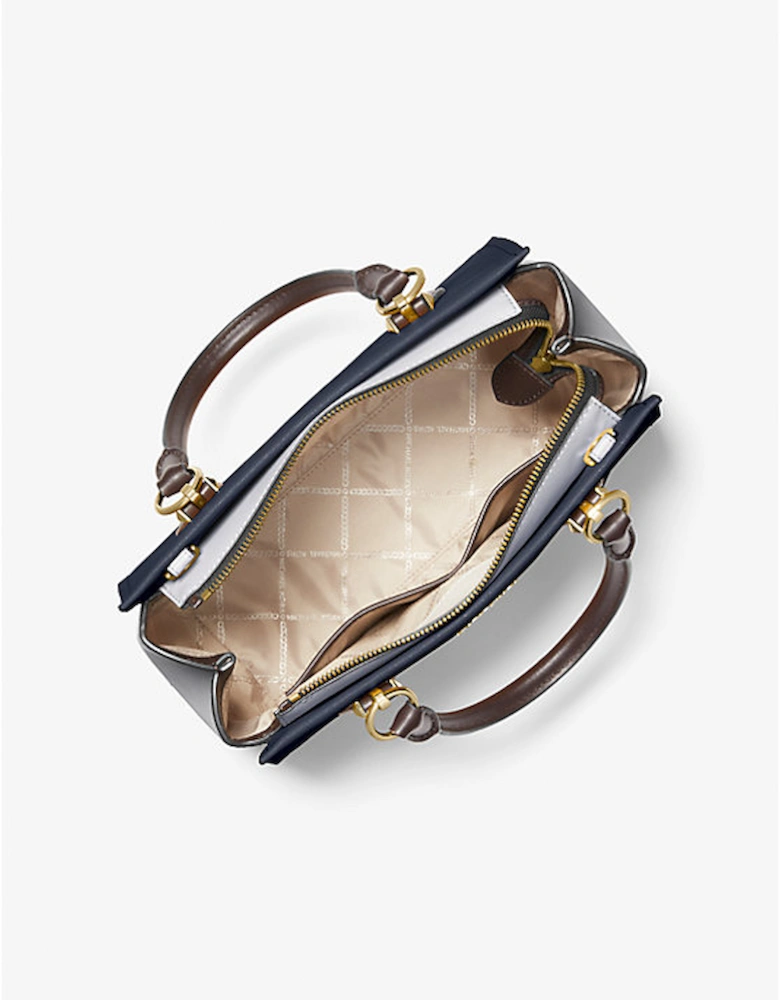 Marilyn Medium Color-Block Saffiano Leather Satchel