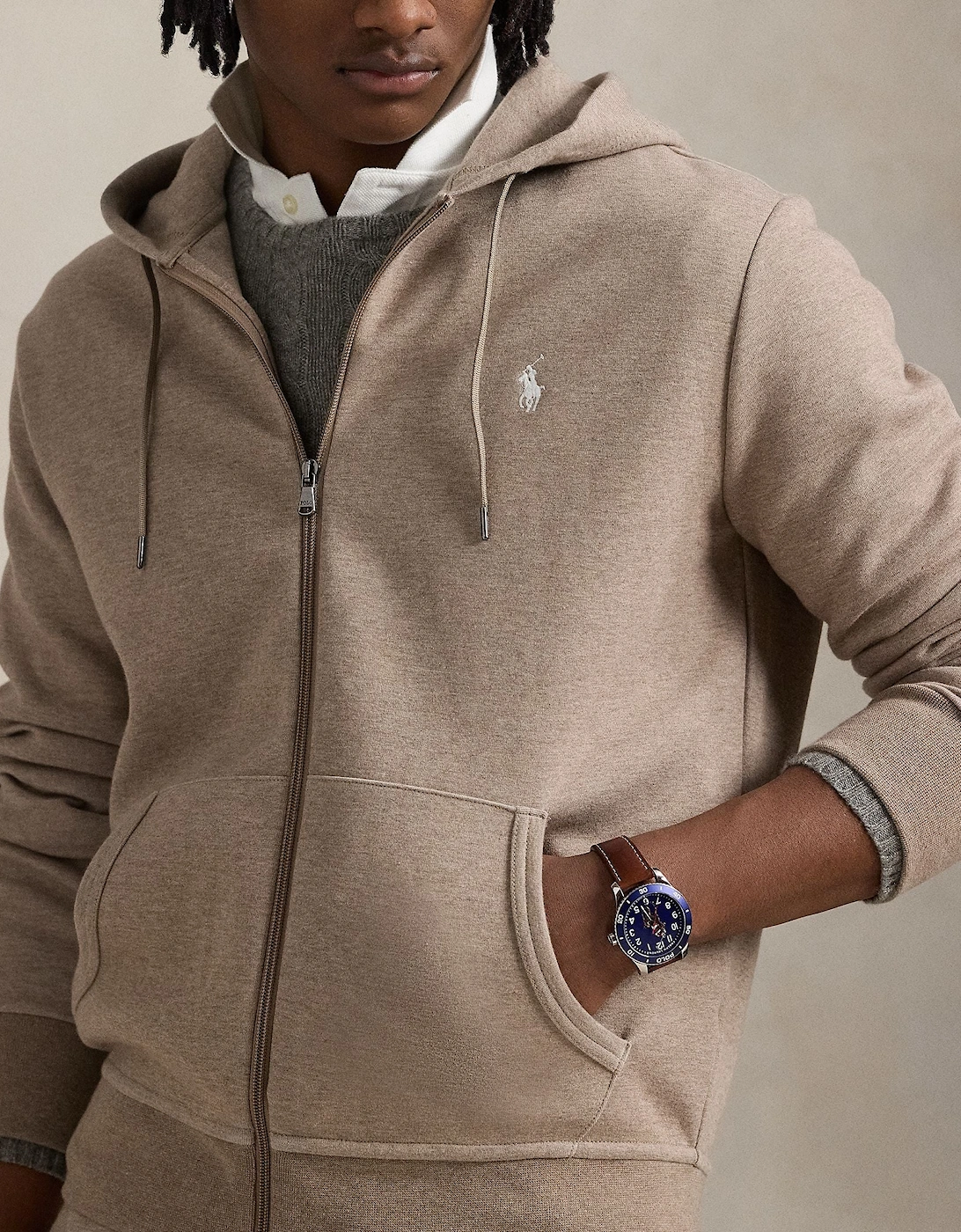Ralph Lauren Zip-up Sweatshirt - Beige
