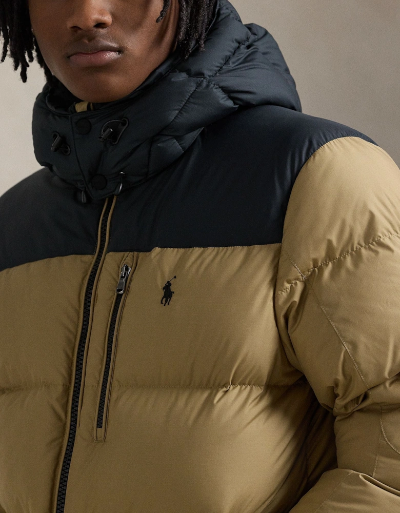Ralph Lauren Insulated Down Feather Puffer Jacket - Tan/Navy