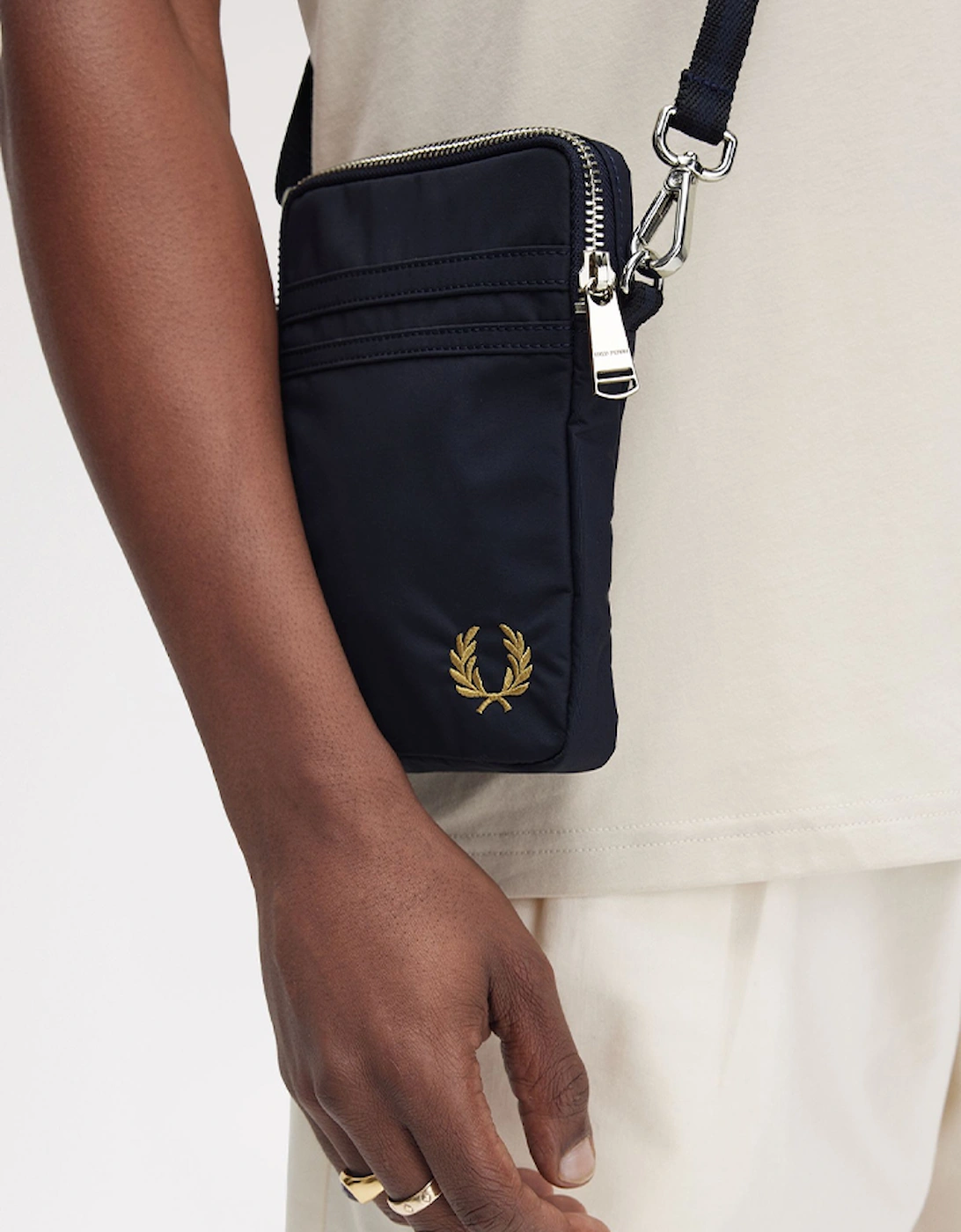 Fred Perry Men's Navy Brentham Nylon Side Bag