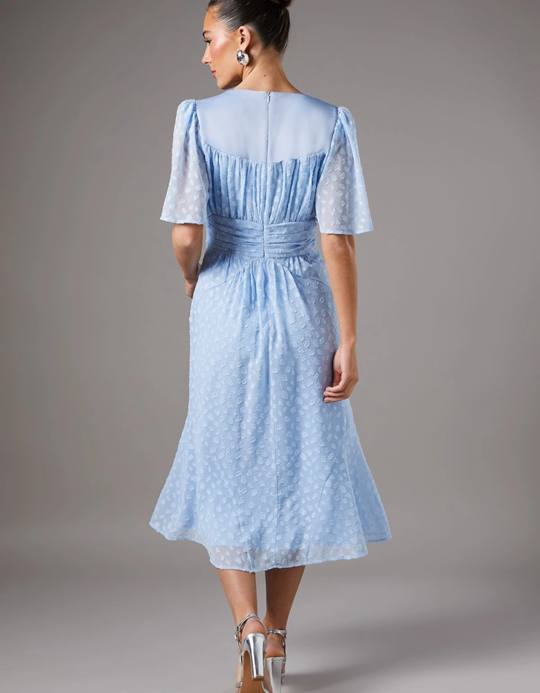 Spot Jacquard Midi Dress