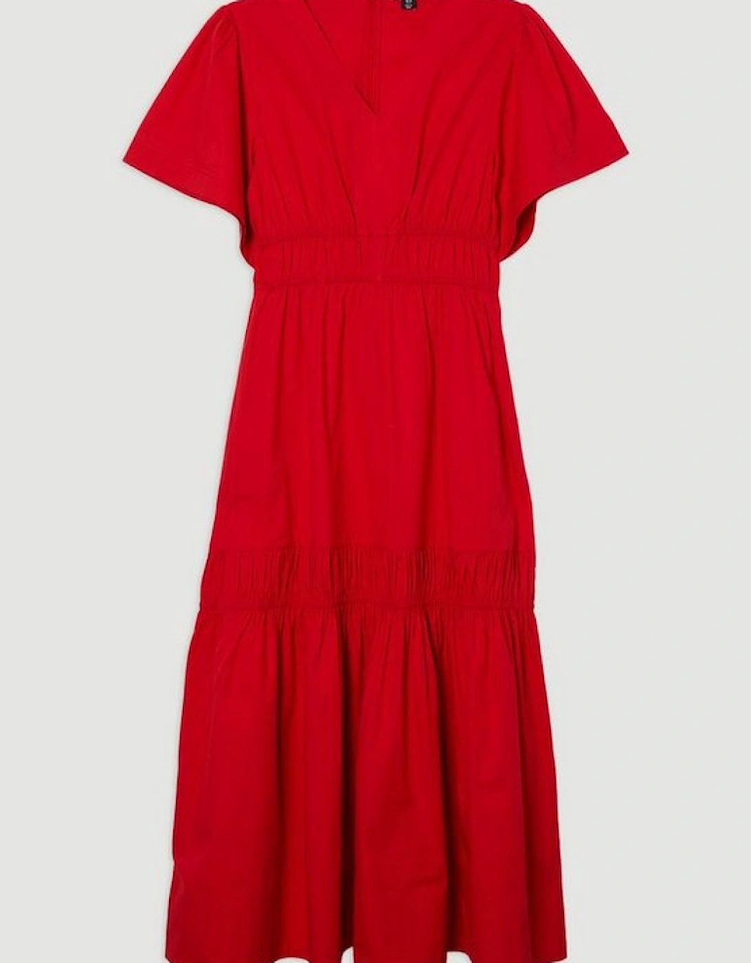 Shirred Cotton Tiered Woven Maxi Dress