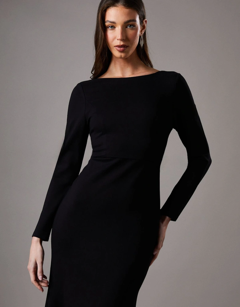 Slash Neck Black Maxi Dress