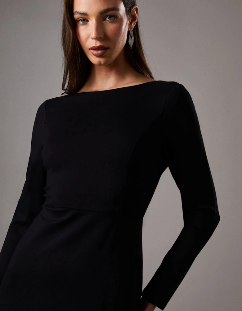 Slash Neck Black Maxi Dress