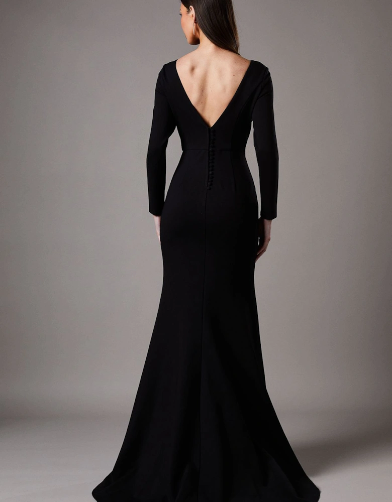Slash Neck Black Maxi Dress