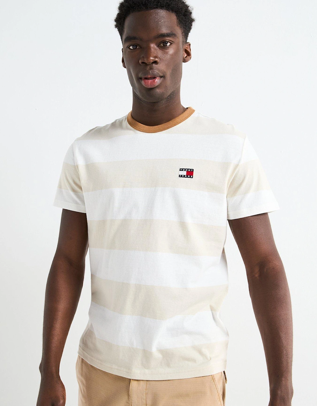 Bold Stripe Left Chest Badge T-shirt - Natural, 2 of 1