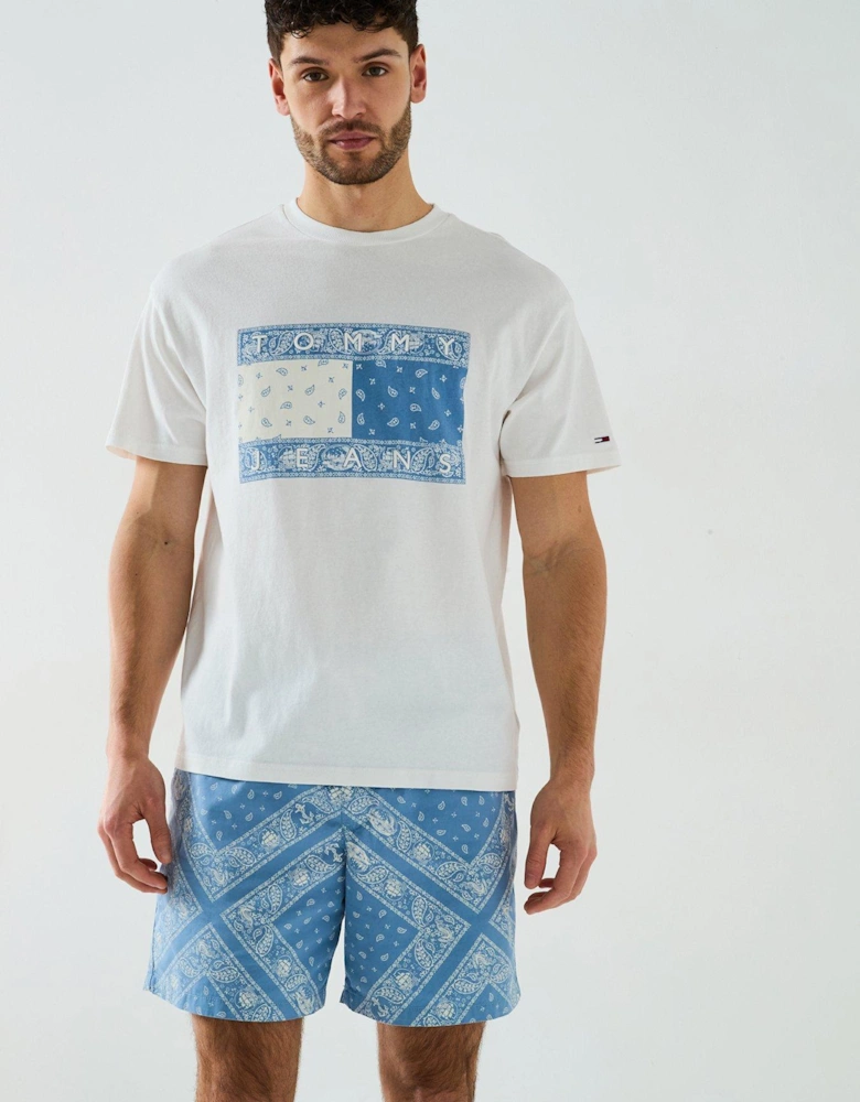 Paisley Large Flag Graphic T-Shirt - Off White