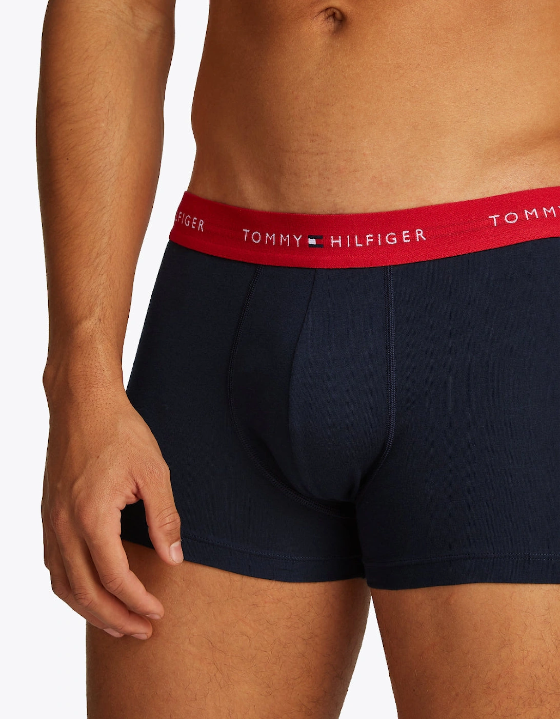 3-Pack Signature Cotton Boxer Trunks, Primary Red/White/Desert Sky