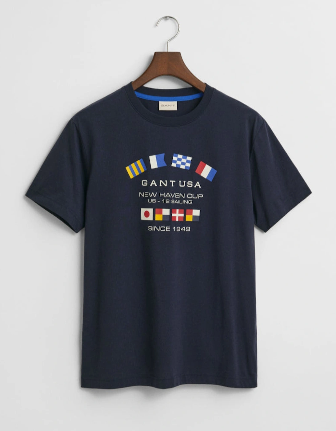 Gant Men's Black Graphic T-Shirt, Evening Blue - : 38/Regular Medium