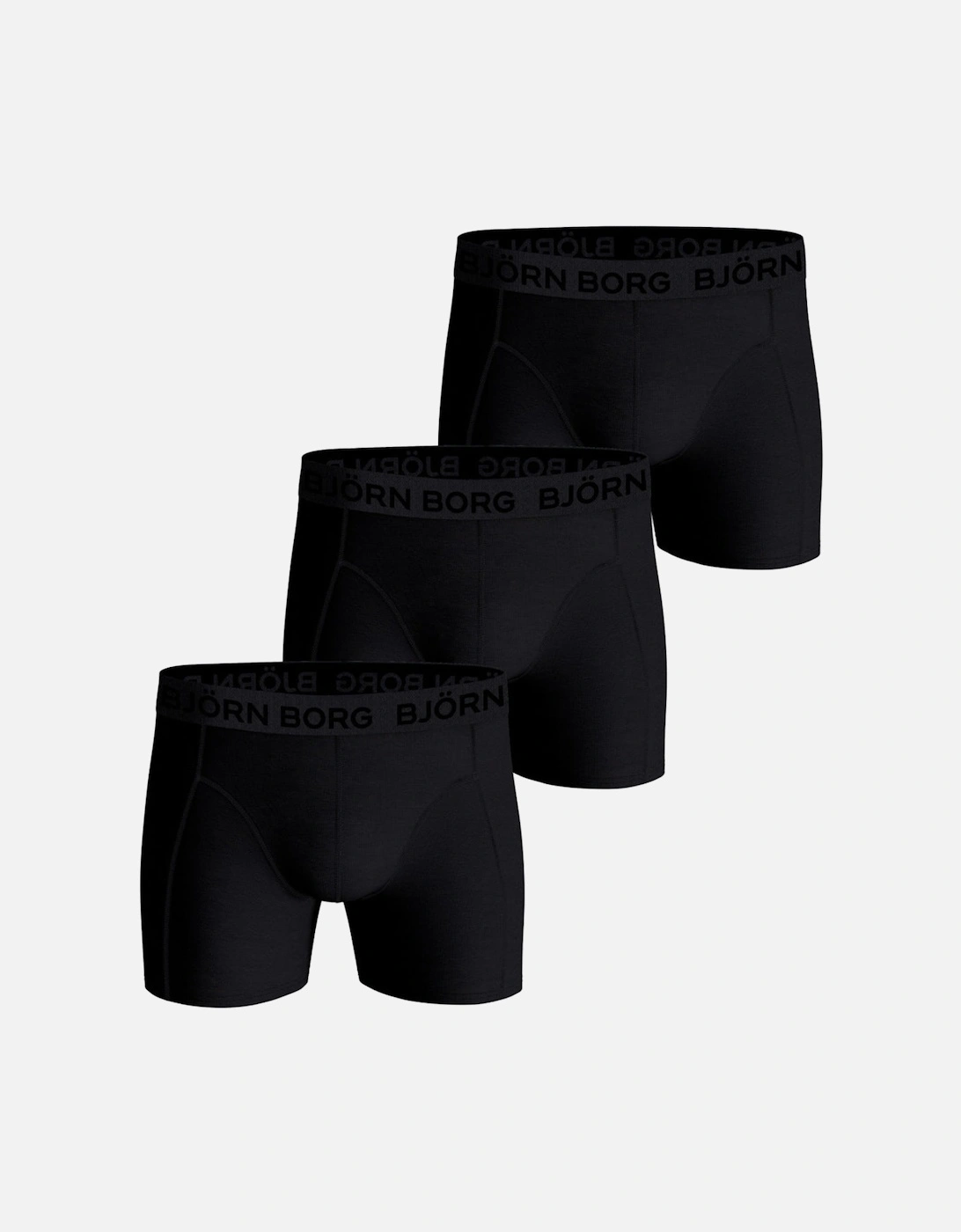 Bjorn Borg Men's Black/Black/Black 3-Pack Cotton Stretch Boxer Briefs, - : 32/30/31 Small