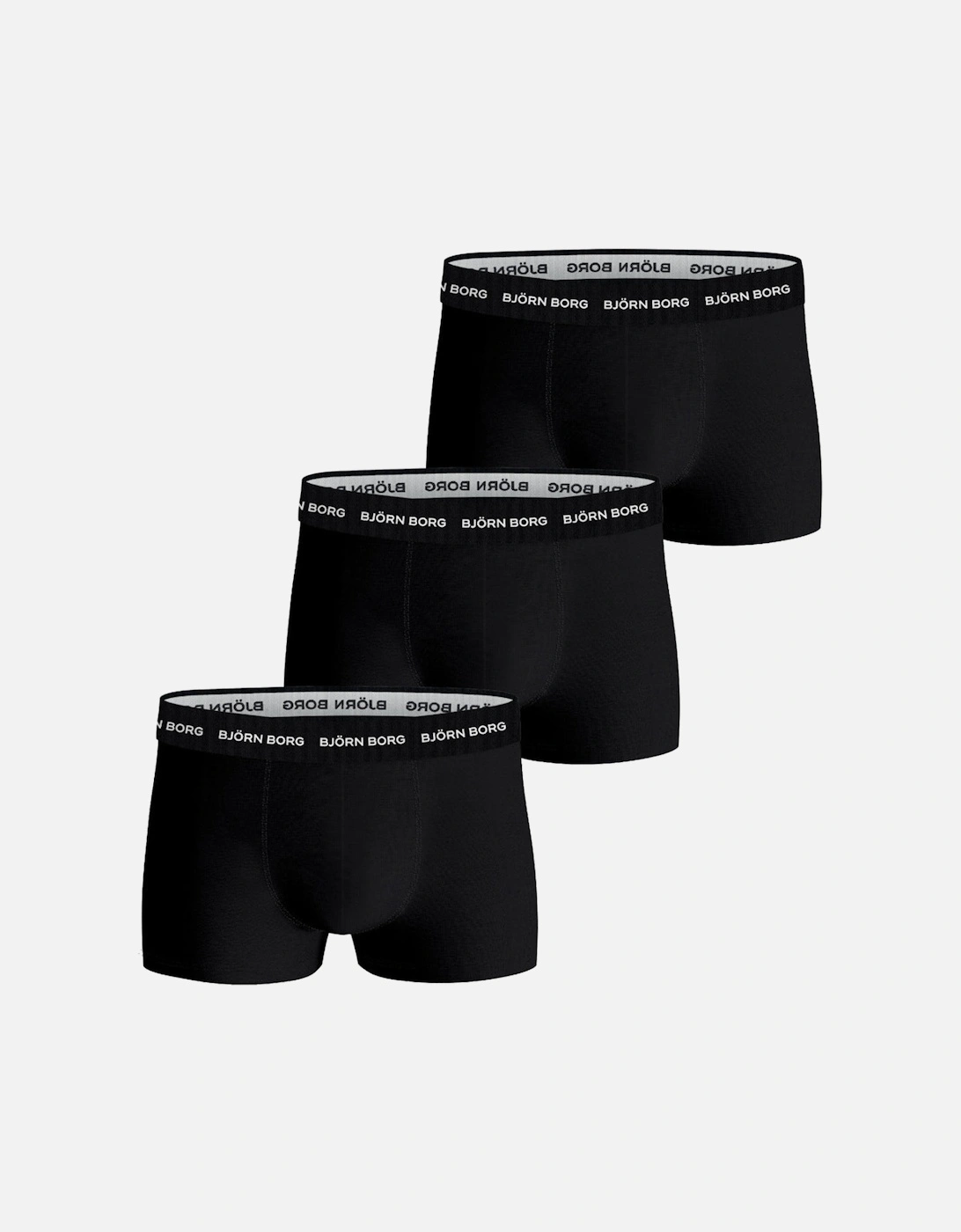 Bjorn Borg Men's Black/Black/Black 3-Pack Cotton Stretch Boxer Trunks, - : 32/34/35 Large