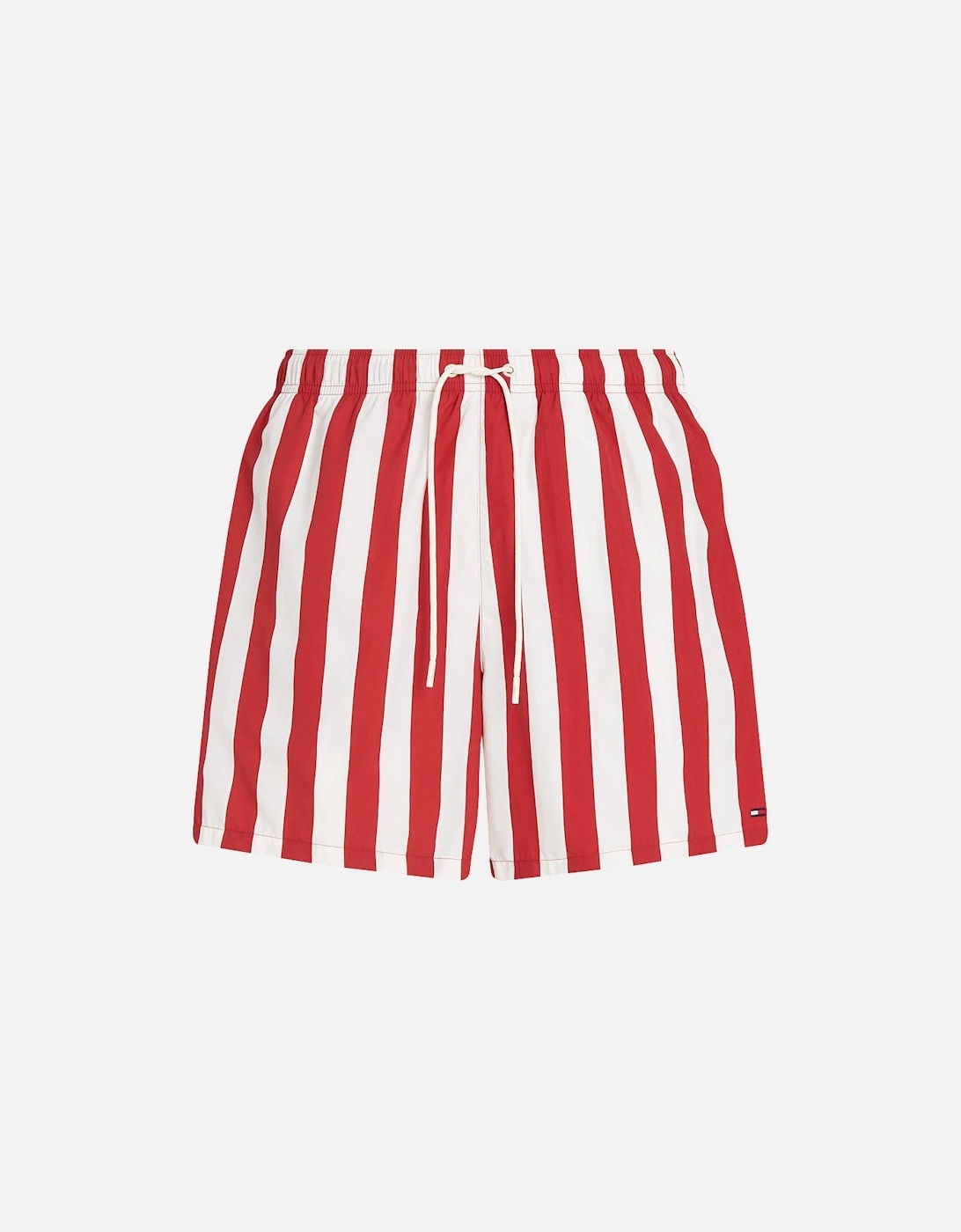 Tommy Hilfiger Men's Red Drawstring Bold Stripe Swim Shorts, - : 32/30/31 Small