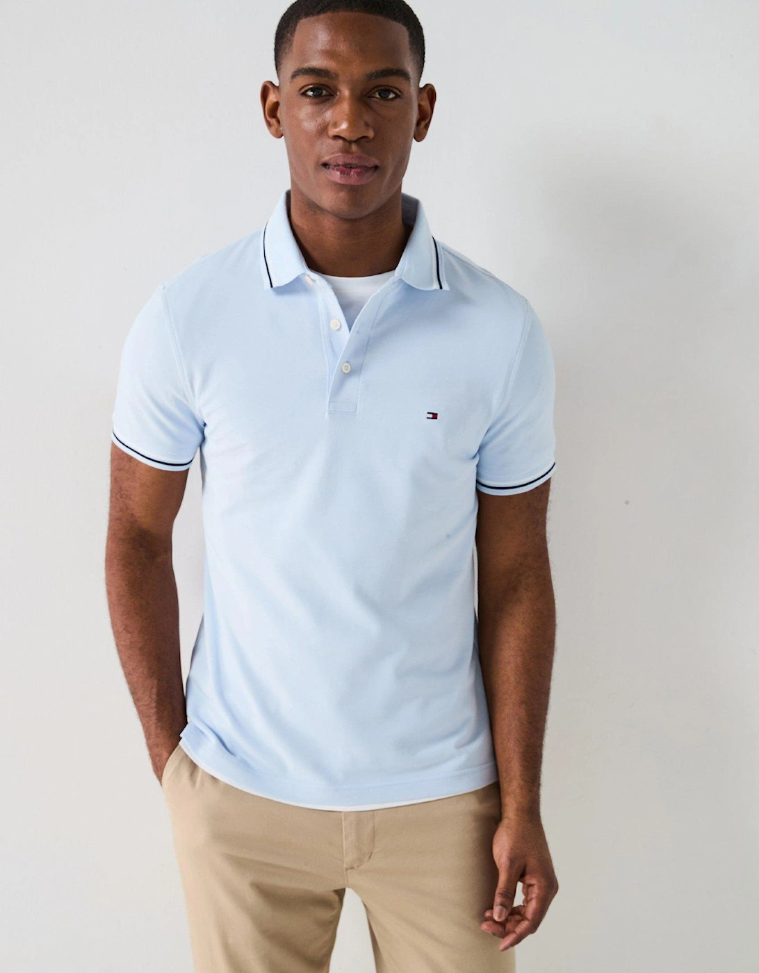 Slim Fit Tipped Polo Shirt - Light Blue, 2 of 1