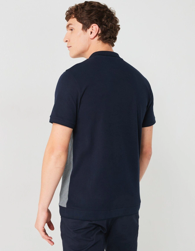 Geo Zip Neck Polo - Navy