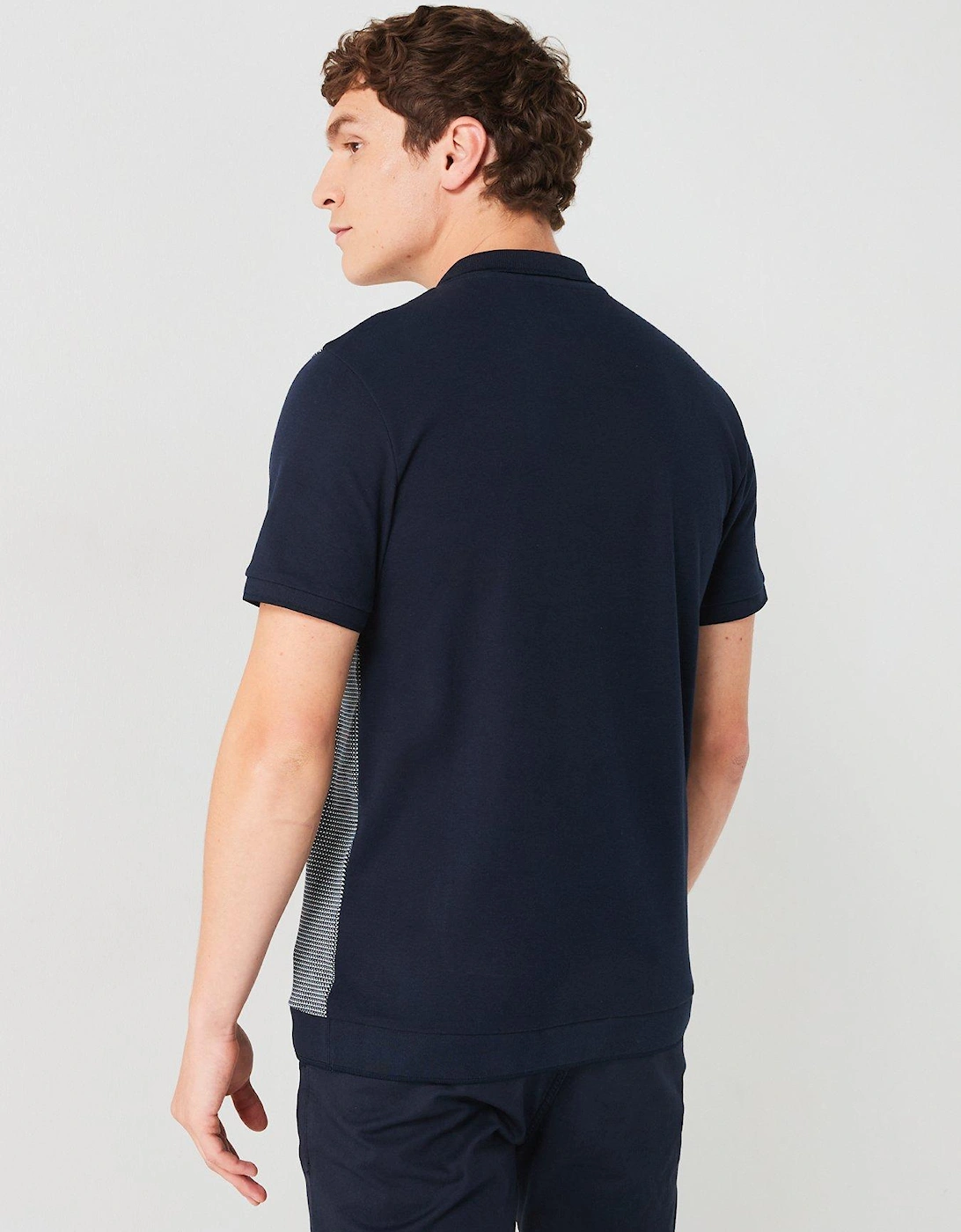 Geo Zip Neck Polo - Navy
