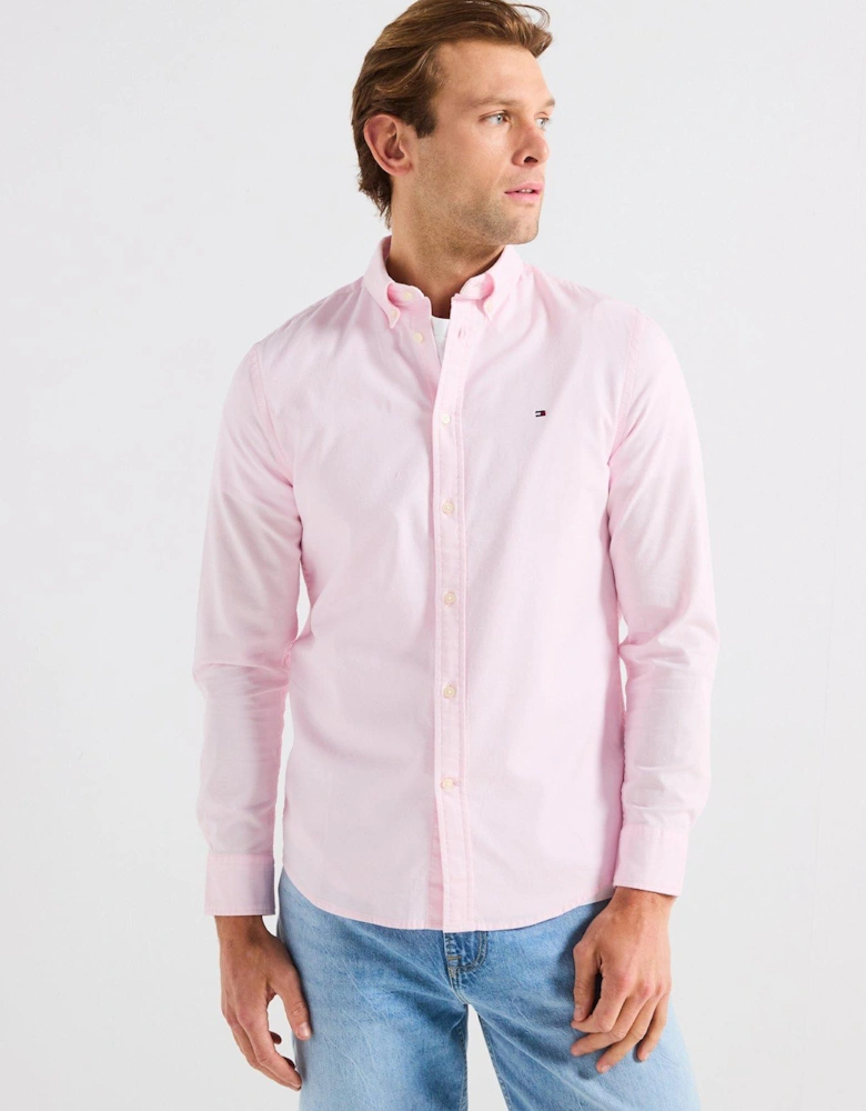 Slim Fit Flex Dobby Long Sleeve Shirt - Light Pink