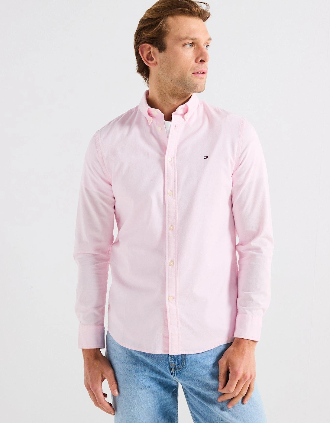Slim Fit Flex Dobby Long Sleeve Shirt - Light Pink, 2 of 1
