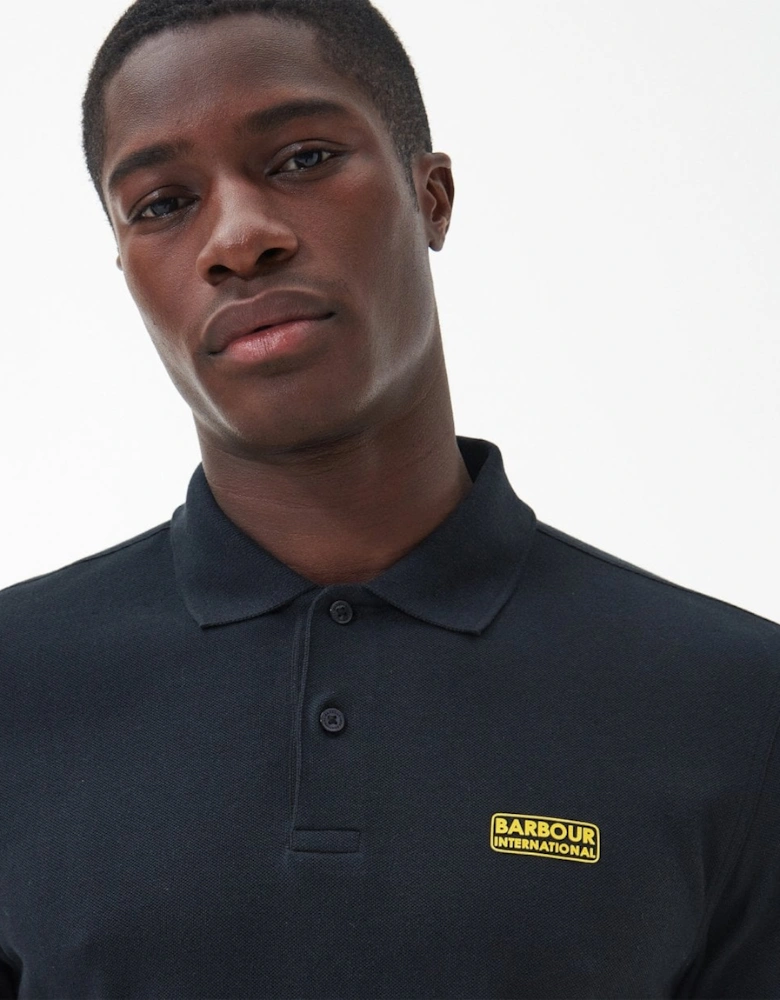 Essential Mens Long Sleeve Polo - Black/Yellow