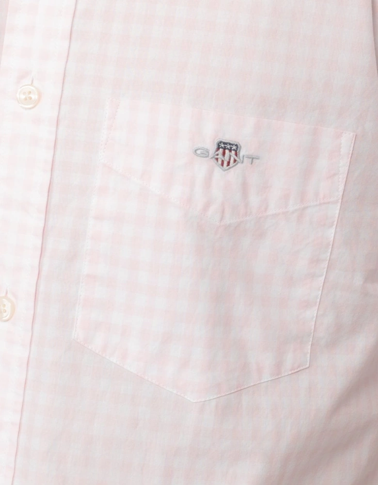 Mens Regular Fit Short Sleeve Poplin Gingham Shirt