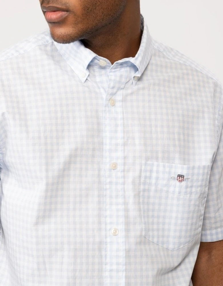 Mens Regular Fit Short Sleeve Poplin Gingham Shirt