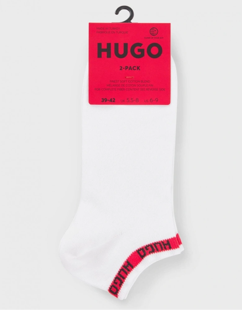 HUGO 2 Pack Mens Ankle-Length Socks with Branded Cuffs NOS
