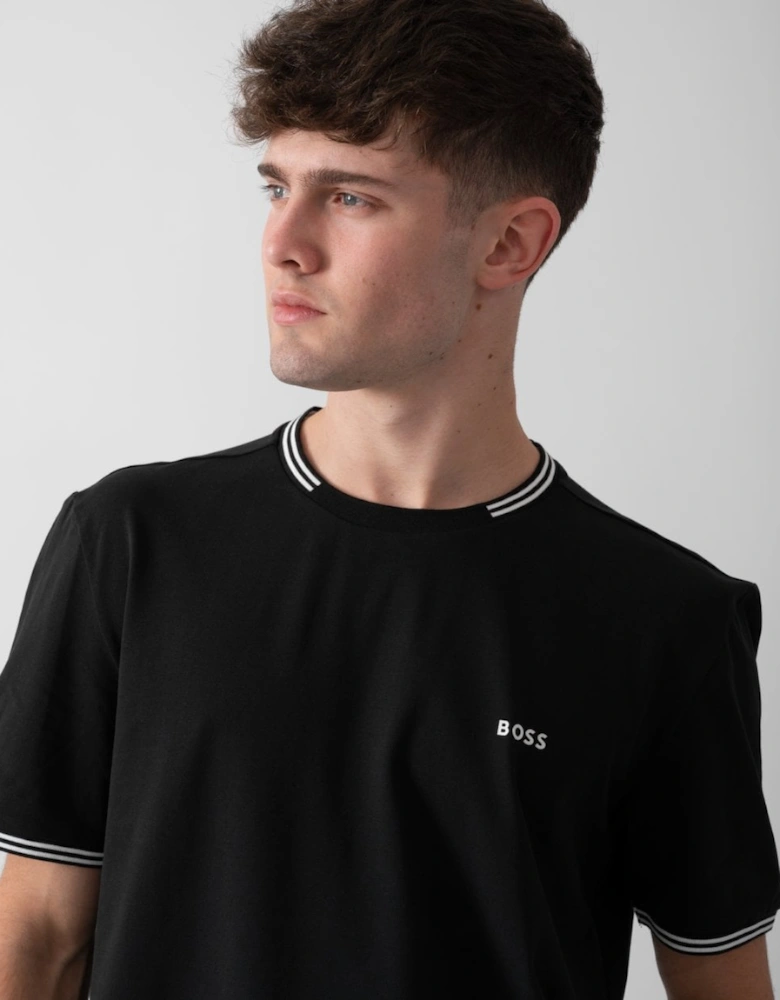 BOSS Green Taul Mens Stretch-Cotton T-Shirt with Stripes and Logo