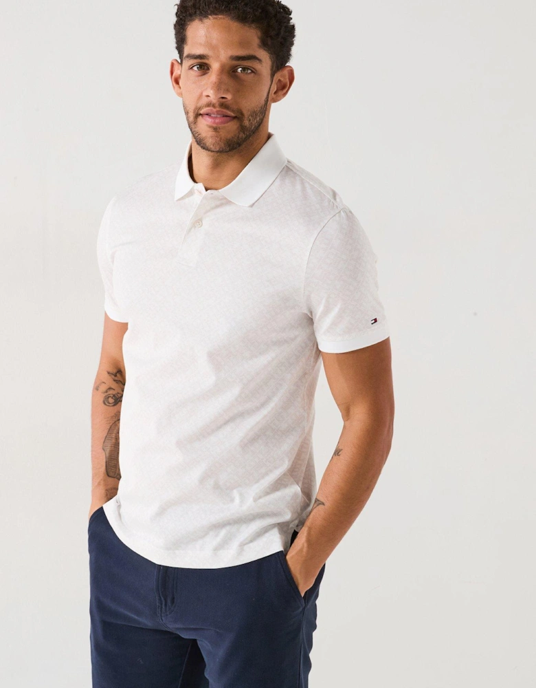 Regular Fit Monogram AOP Polo Shirt - White
