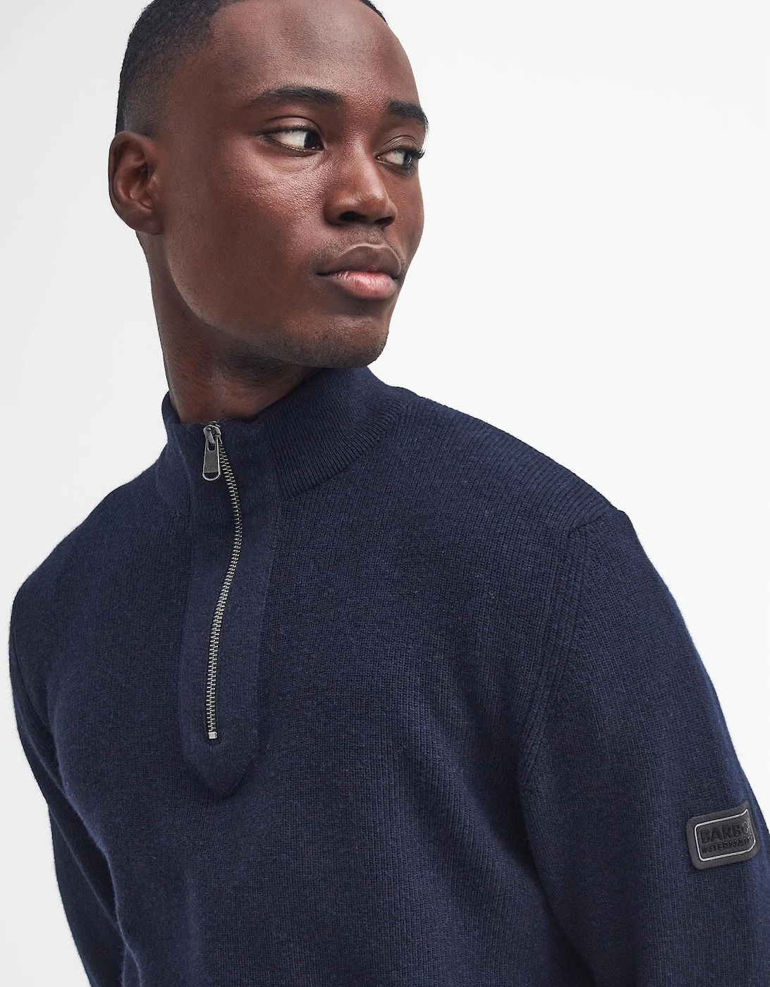 Crawley Mens Funnel Neck Jumper - Navy