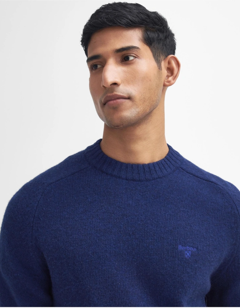 Grangetown Mens Crew Neck Knitted Sweater - Inky Blue