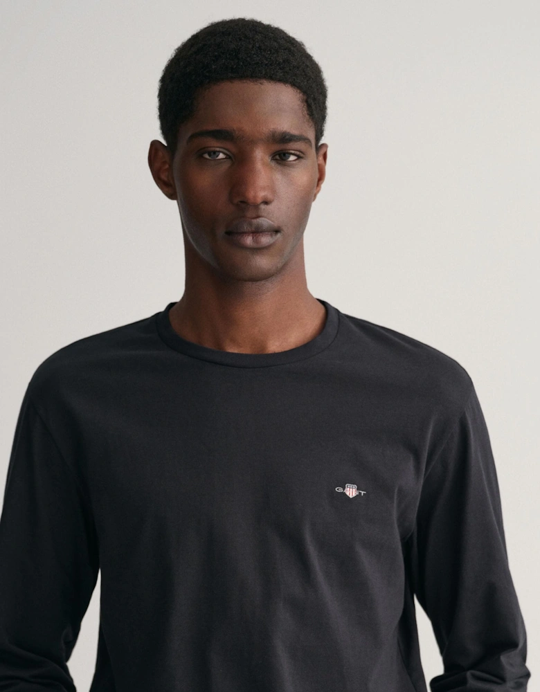 Mens Regular Fit Long Sleeve Shield Logo T-Shirt