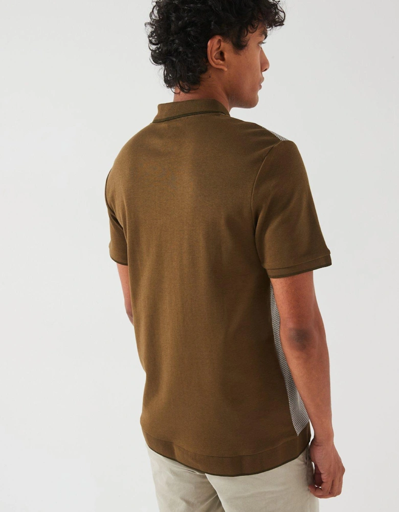 Geo Zip Neck Polo - Natural