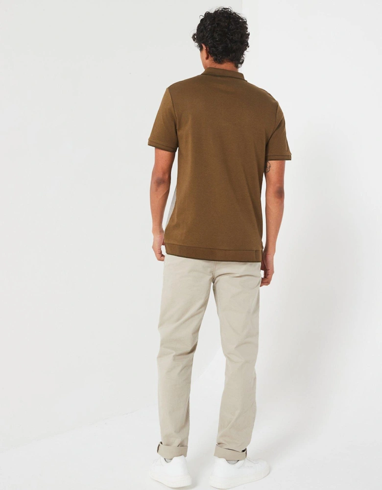 Geo Zip Neck Polo - Natural