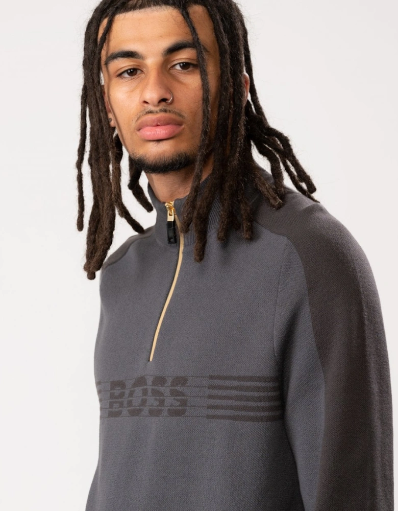 BOSS Green Zirros Mens Knit Cotton 1/4 Zip Sweatshirt
