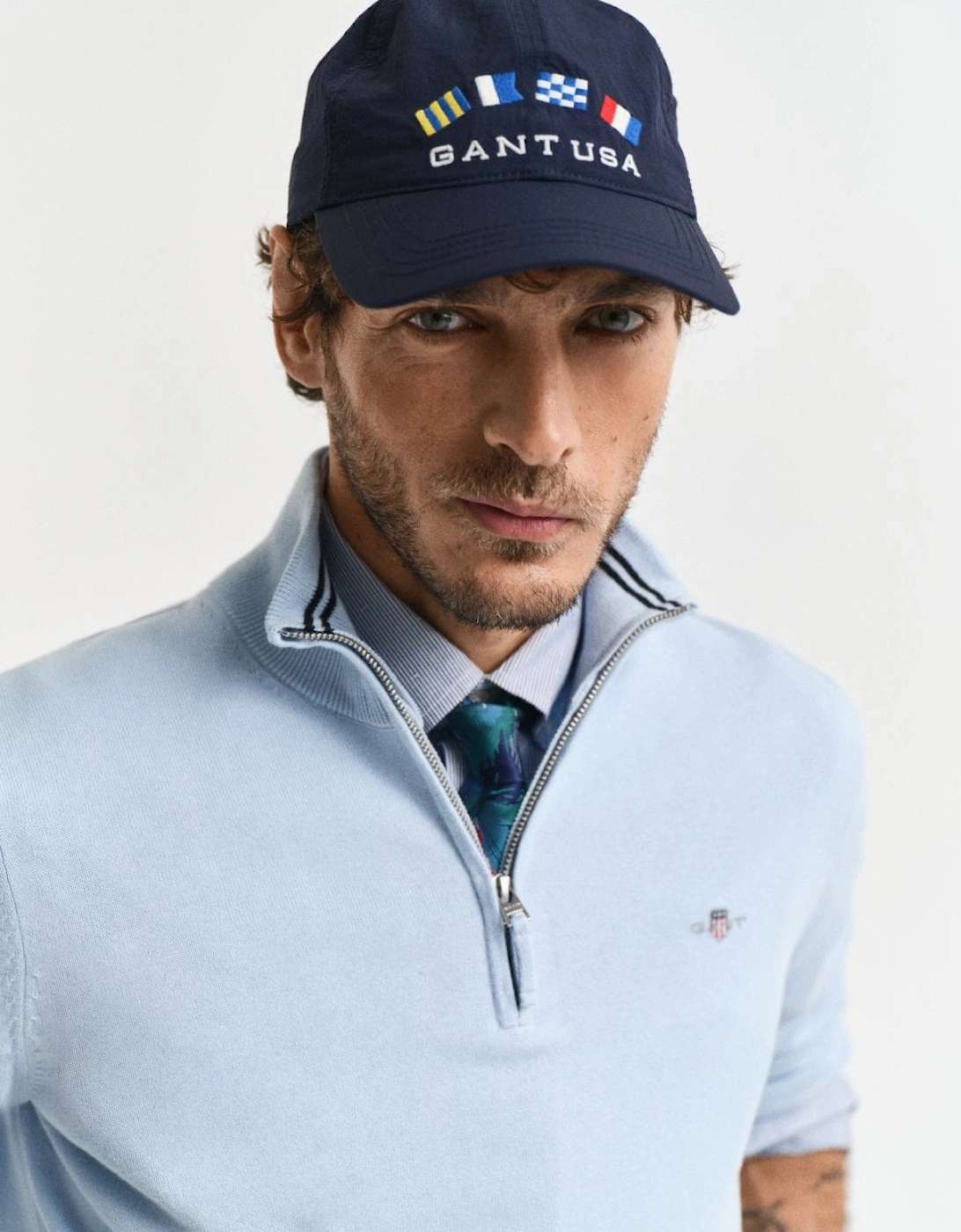 Gant Men's Blue Classic Cotton Half Zip Jumper - : 38/Regular M