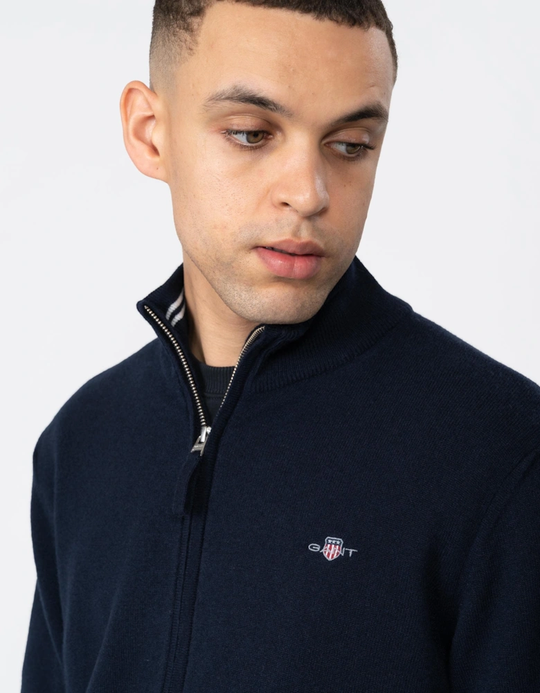 Mens Superfine Lambswool Full Zip Cardigan