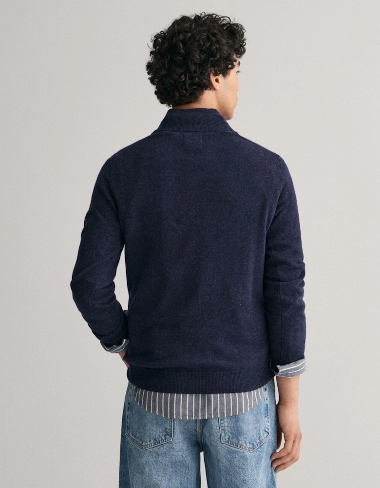 Mens Superfine Lambswool Half Zip Cardigan