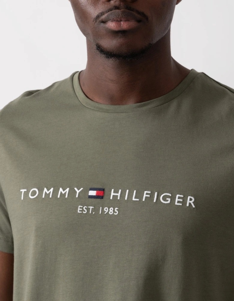 Tommy Logo Basic Mens T-Shirt - Battle Green