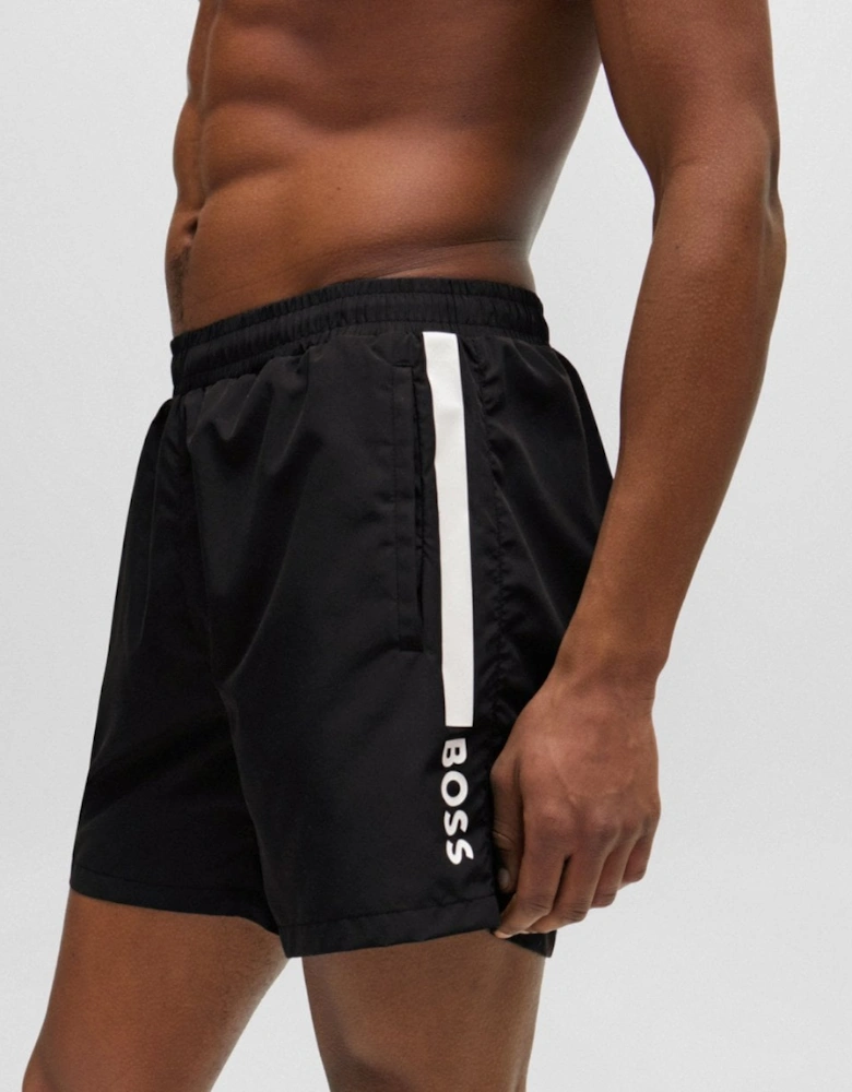 BOSS Orange Dolphin NOS Mens Quick-Drying Swim Shorts with Stripe and Logo