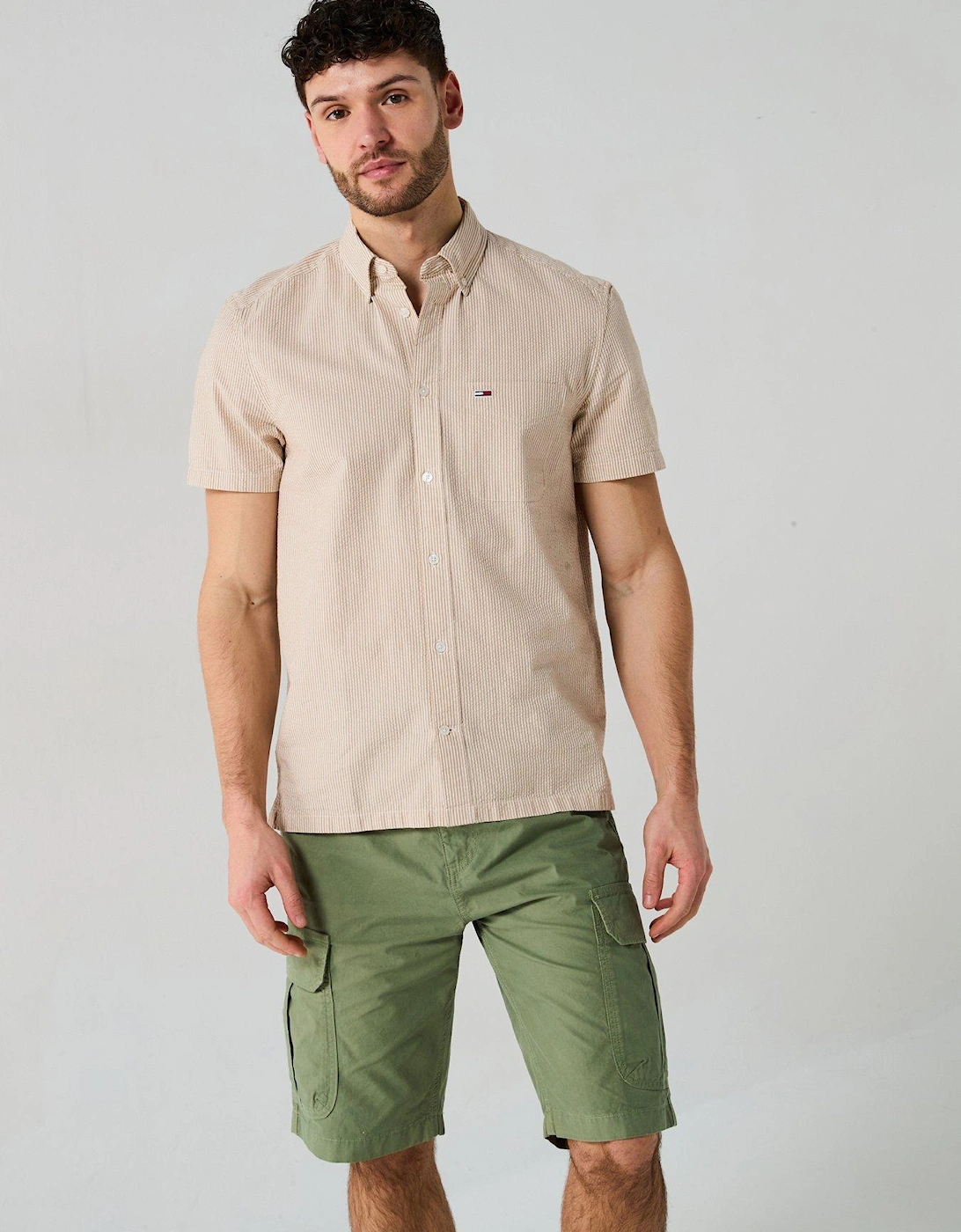 Regular Stripe Seersucker Short Sleeve Shirt - Natural, 2 of 1