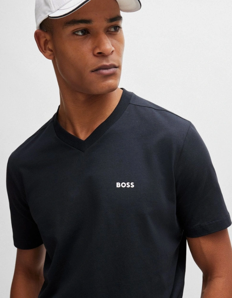BOSS Green Tee V Mens Stretch Cotton V-Neck T-Shirt - Dark Blue 402