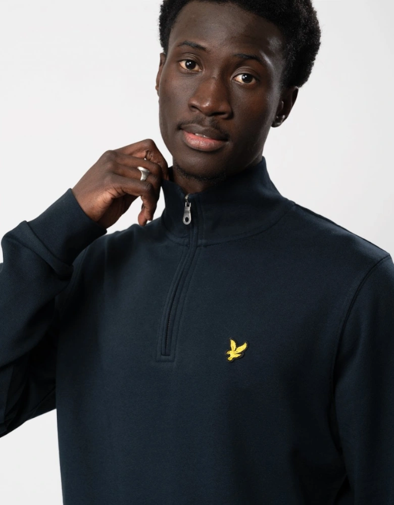 Lyle & Scott Mens Embroidered Quarter Zip Sweatshirt - Z271 Dark Navy