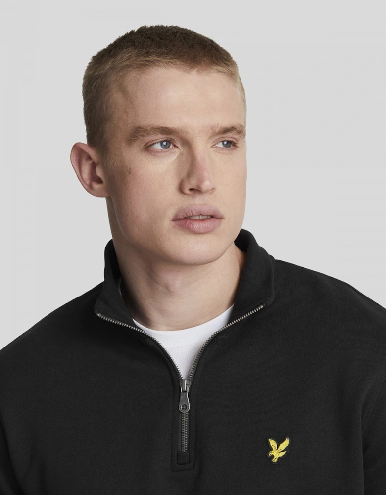 Lyle & Scott Mens Embroidered Quarter Zip Sweatshirt - Z865 Jet Black