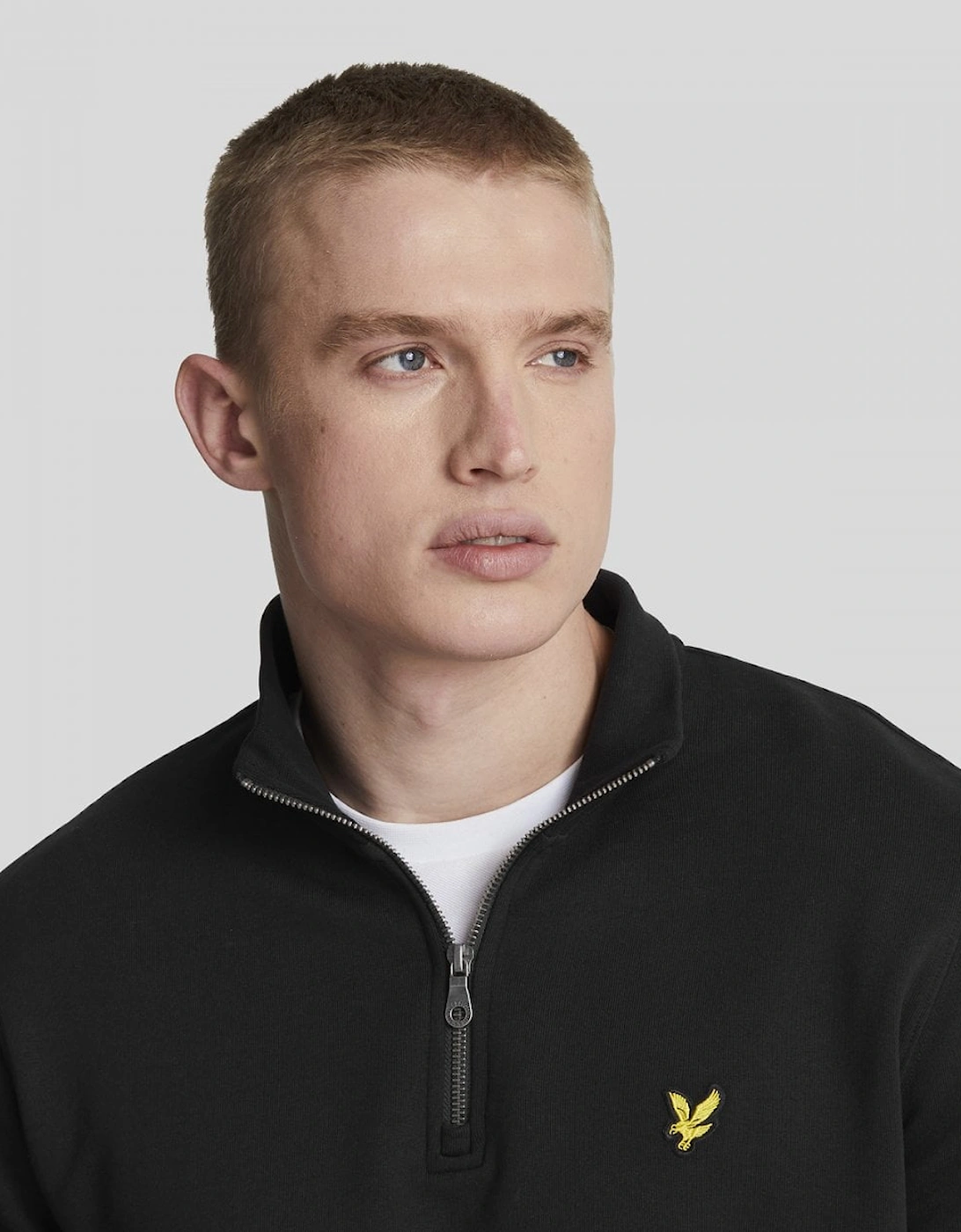 Lyle & Scott Mens Embroidered Quarter Zip Sweatshirt - Z865 Jet Black